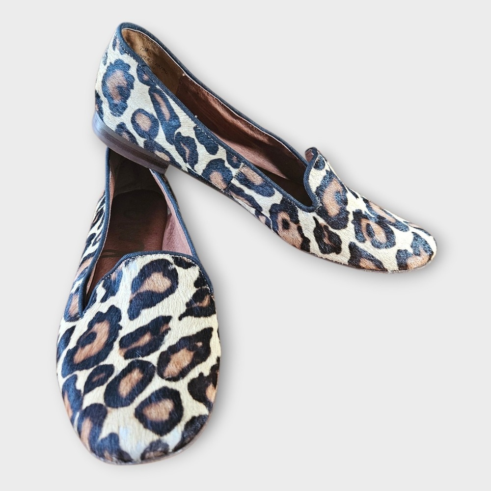 Sam Edelman Alvin Leopard Print Calf Hair Loafers Flats Womens 7M Tan Black